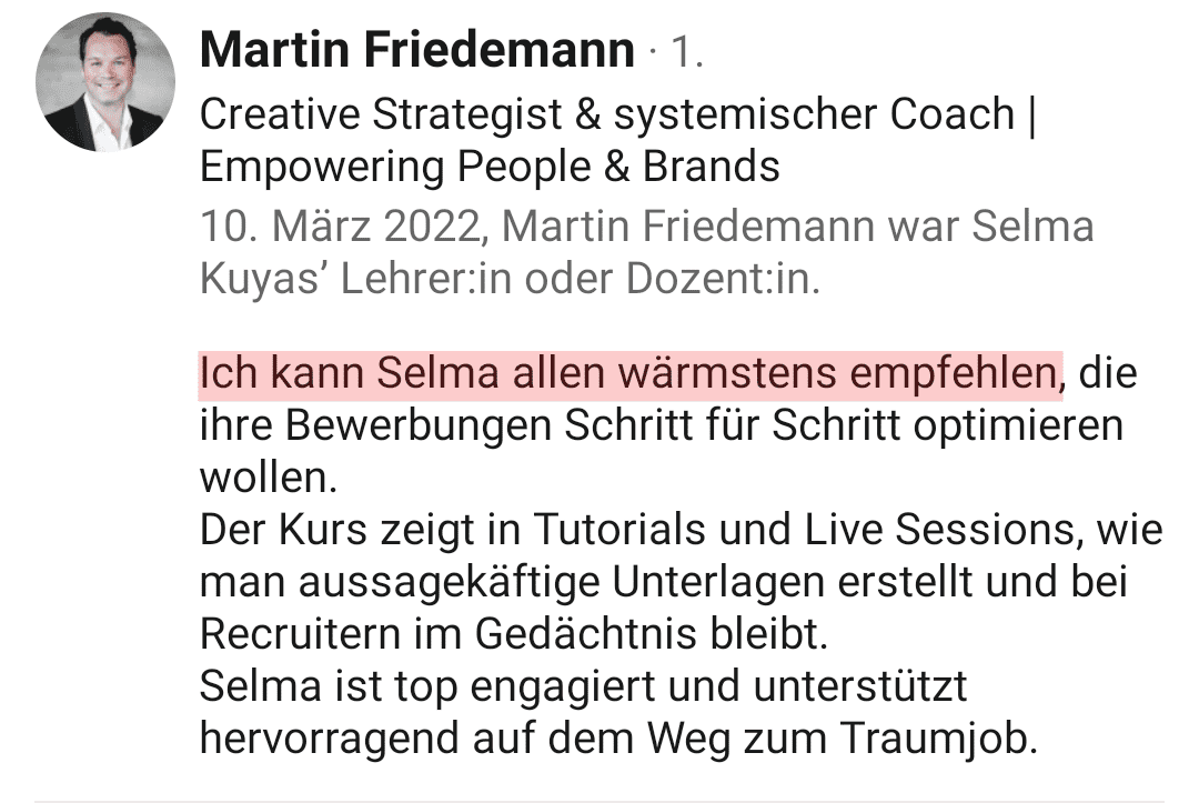 Feedback Martin Friedemann